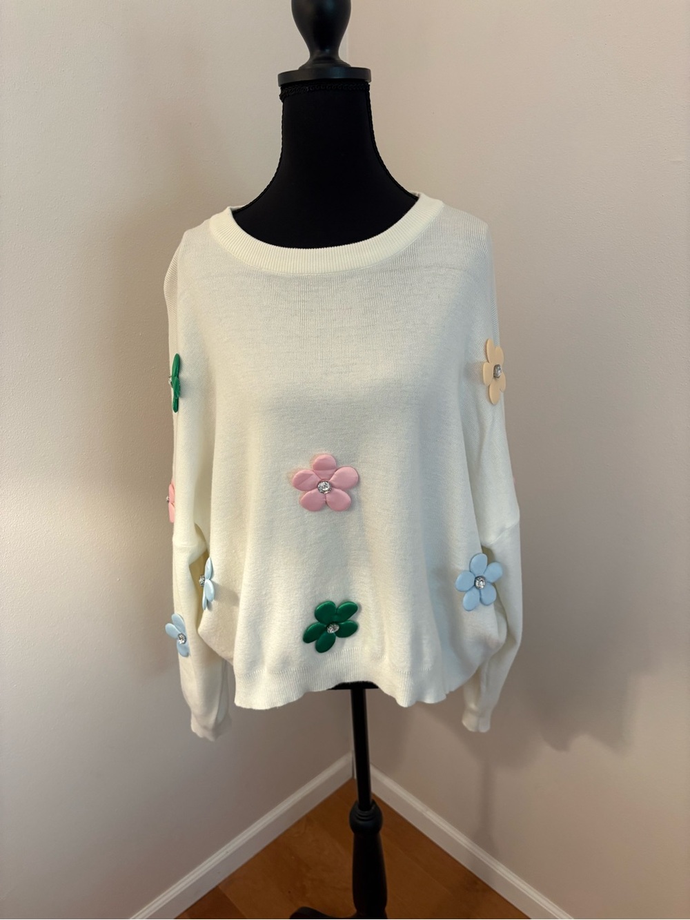Cropped Flower Sweater